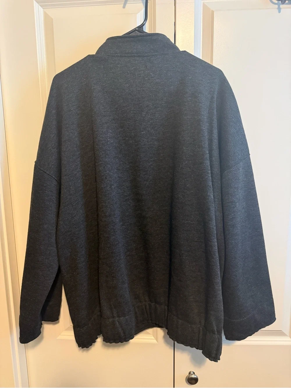 Max Studio Dark Gray Button-Front Bomber Jacket - Picture 3 of 3